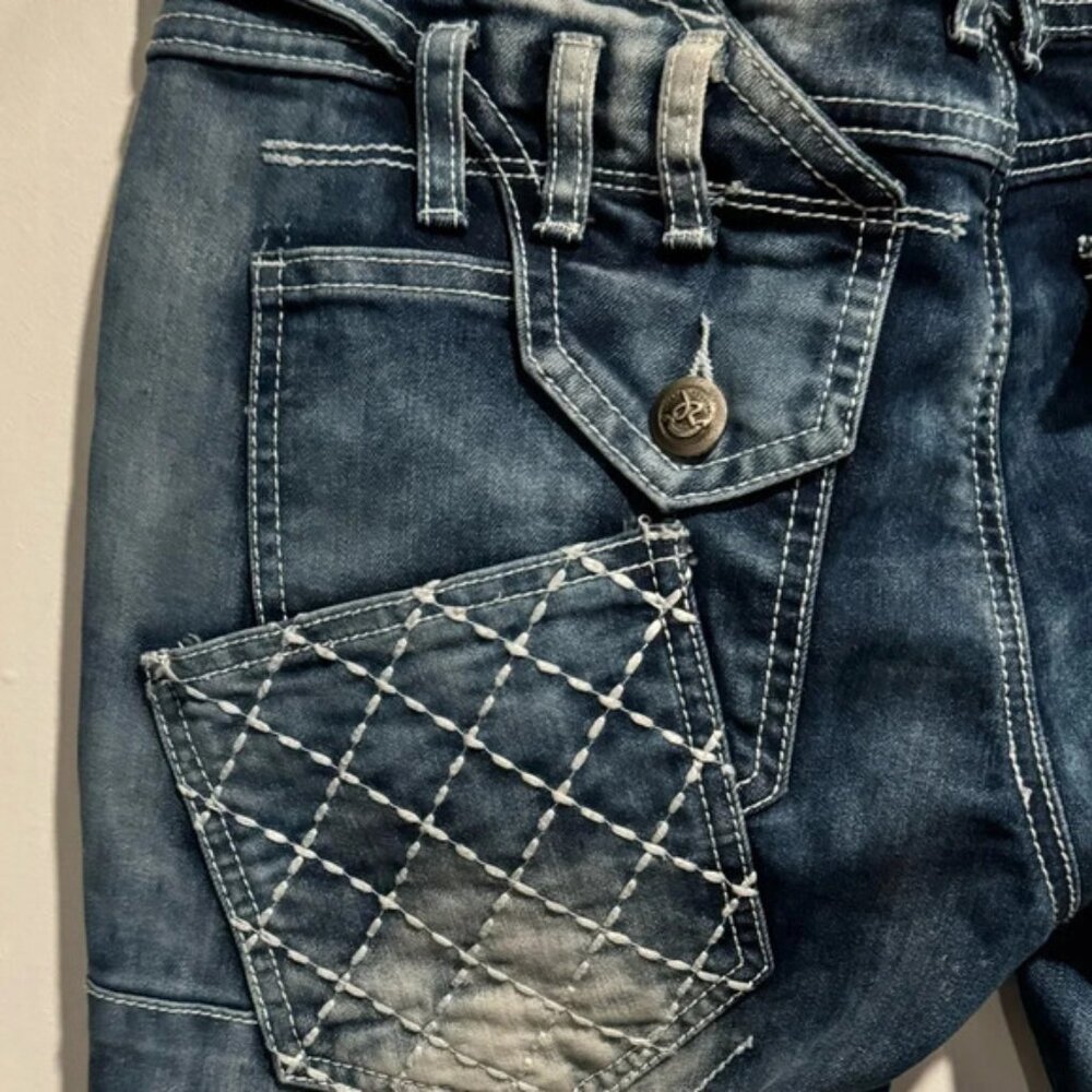 Y2K Jrag  Famous Denim LA Jeans JRW 4406 blue embellished street studded US30 - Picture 5 of 10